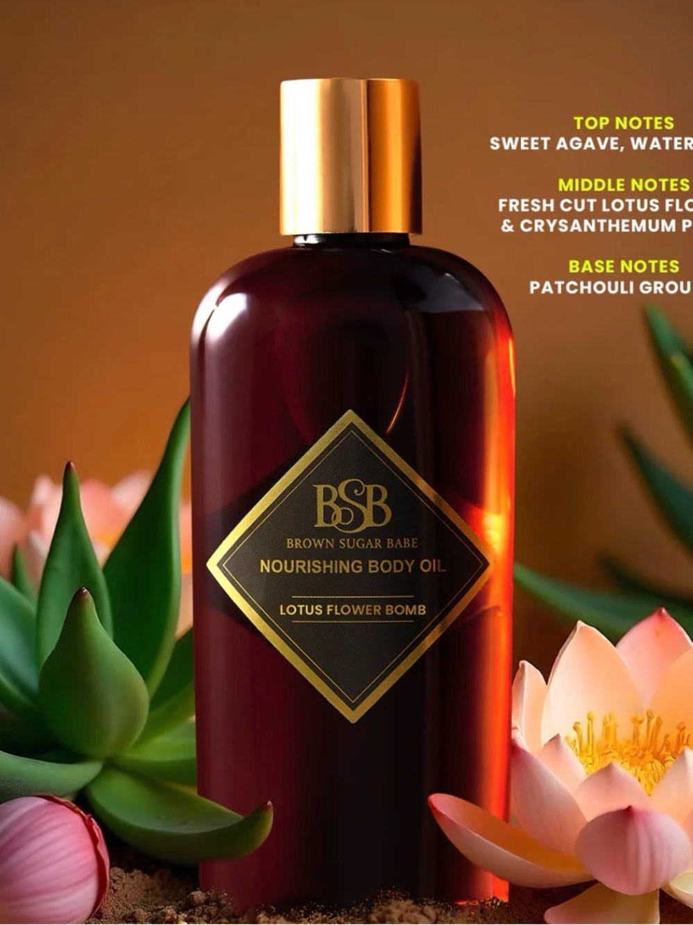 Brown Sugar Babe Lotus Flower Bomb Nourishing Body Oil — Deep Burgundy